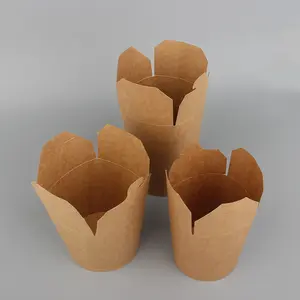 Paper Noodle Box Doner Kebab Takeaway Packaging Box Takeout Container Custom Round Bottom Disposable 16oz 26oz 32oz