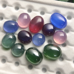 พลอยแซฟไฟร์รูปดาวทรงรีแบนใส พลอยคอรันดัมสังเคราะห์ สีขาว ชมพู ฟ้า เขียว รูบี้ สีรุ้ง พลอยแซฟไฟร์สีรุ้ง - Product Image 3