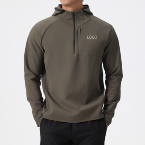 Felpa Sportiva da Uomo con Cappuccio e Zip Personalizzabile, Pullover Autunnale in Tessuto Intrecciato con Tasca Tinta Unita OEM&ODM - Product Image 3