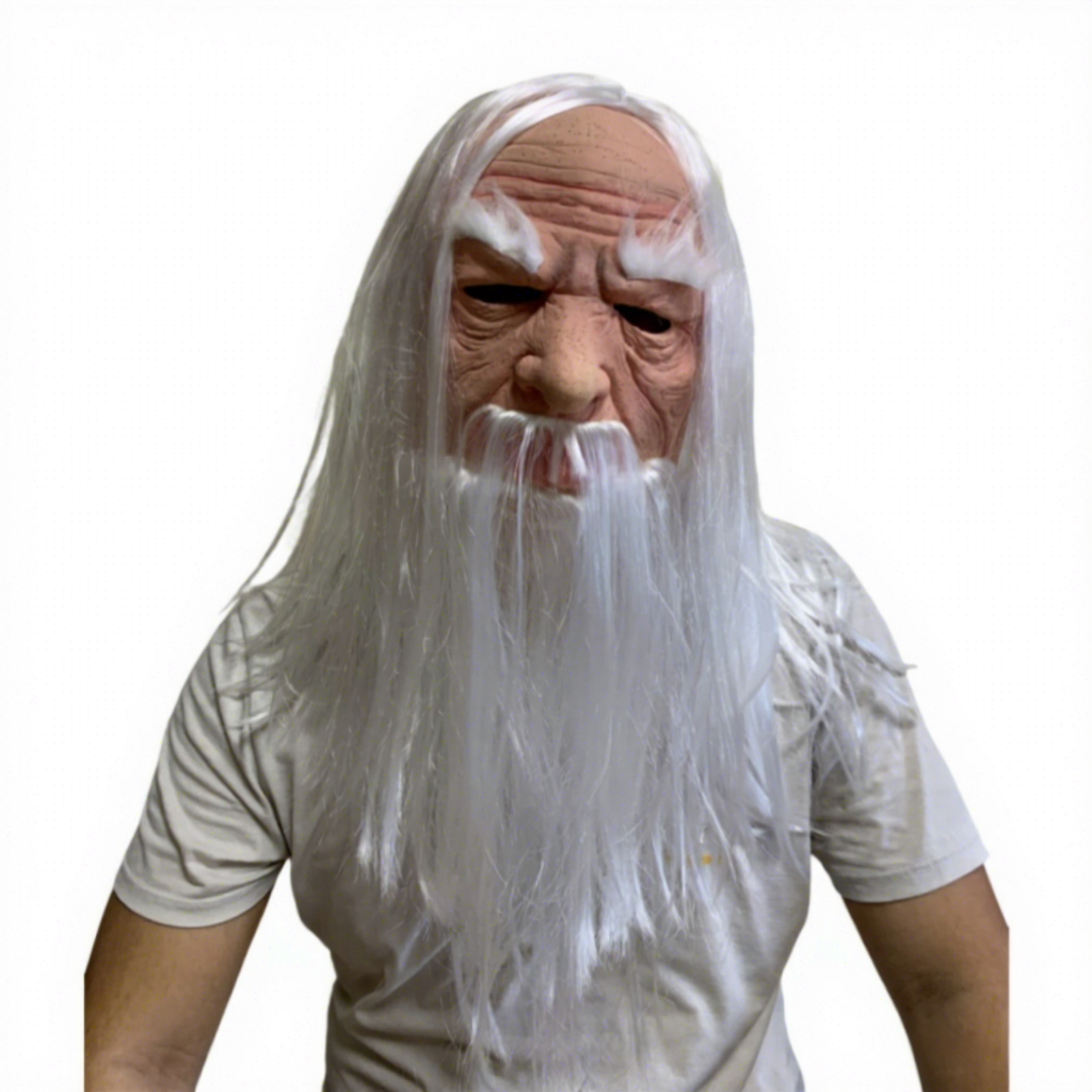 Wizard mask with white hair