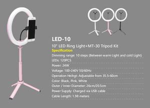 Anneau de lumière LED-10 10w avec supports de téléphone Tik Tok Stand Ring Light 10 Inch Led Ring Light Largement utilisé dans la diffusion en direct, l'enregistrement vidéo - Product Image 3