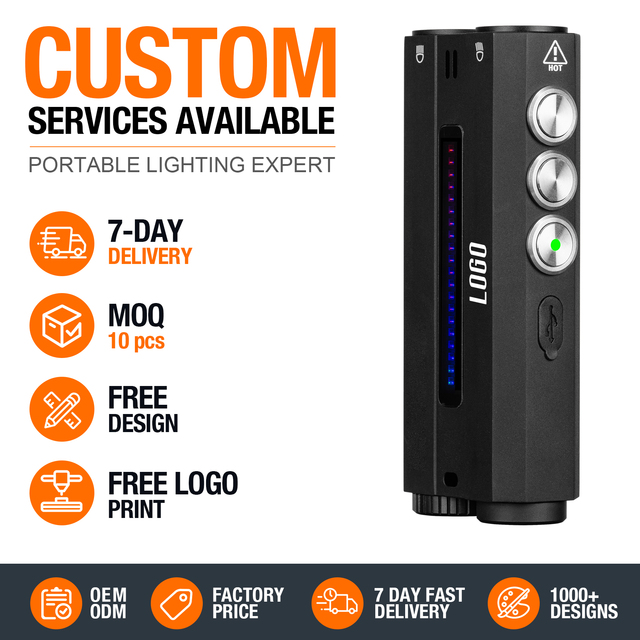 Rechargeable Tactical Flashlight 4000 Lumen Green Laser RGB COB Side Light Type C Power Bank Camping EDC Torch