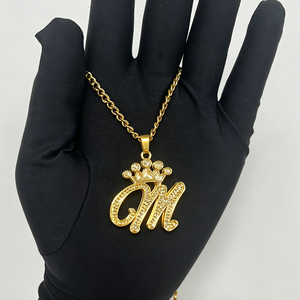 Collana Personalizzata con Iniziali a Corona, Placcata in Oro 18K, Acciaio Inossidabile, Targhetta 3D, Regalo di Compleanno per Innamorati - Product Image 3