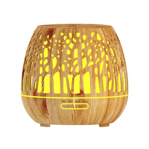 YX-137 Wood Grain Aroma Diffuser 400ml <b>Humidifier</b> With Led Light For Home Use - Product Image 2
