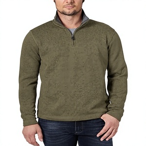 Men's Quarter <b>Zip</b> Long Sleeve Solid Knitted Casual <b>Shirt</b> Stand Collar Breathable 260g Polyester/Cotton Autumn Wear - Product Image 1