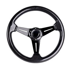 Volante Deportivo Universal de 350 mm (14 Pulgadas) para Auto de Carreras, Cuero Perforado con Costuras Rojas Estilo Deportivo y Botón de Bocina - Product Image 1