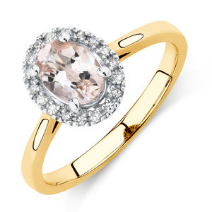 <b>Vintage</b> Round Cut Morganite Engagement <b>Ring</b> with Diamond Rose <b>Gold</b> Plated Silver Wedding & Party Jewelry - Product Image 4