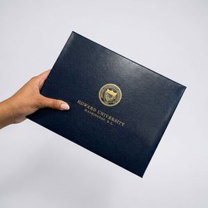Wholesale Premium Black Leatherette Diploma Cover with Gold Stamping Logo A4 Certificate <b>Holder</b> for School Achievement Award - Product Image 2