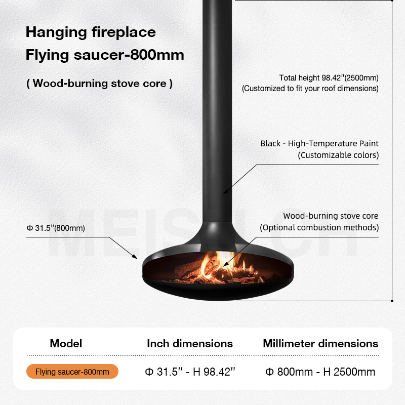 Wood fireplace - 800 mm