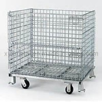 XZY Paniers de rangement pliables personnalisés en treillis métallique d'acier, paniers de manutention en fer, chariots de tri pour coursiers, cages de stockage
