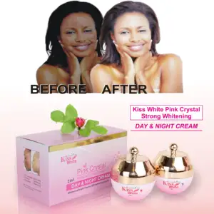 Private Label Kiss White Skincare Cream Set Whitening 2 in 1 Pink Crystal Kojic Acid Treatment Face Bright Day And Night Cream