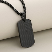 Collier drapeau américain patriotique pour hommes pendentif militaire en acier inoxydable Simple DogTag Style USA armée cadeau pour mari vétéran