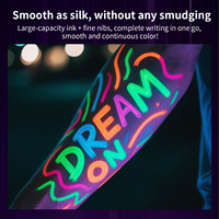 Stylos de peinture corporelle acrylique fluorescente de haute qualité, 12 couleurs, pointes obliques plates, pour bar, fête UV, éclat DIY, graffiti, surlignage