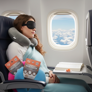 Cuscino da Viaggio Portatile per il Collo con Mascherina per Orecchie e Maschera per Occhi, 12 Pezzi/Confezione, in Memory Foam e Cotone Gonfiabile, Personalizzabile con Logo, Morbido e Confortevole - Product Image 3