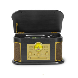 Tocadiscos vintage con caja de madera, directo de fábrica, con altavoz estéreo incorporado, 3 velocidades, función de radio, CD, cinta y ecualizador para el hogar. - Product Image 5