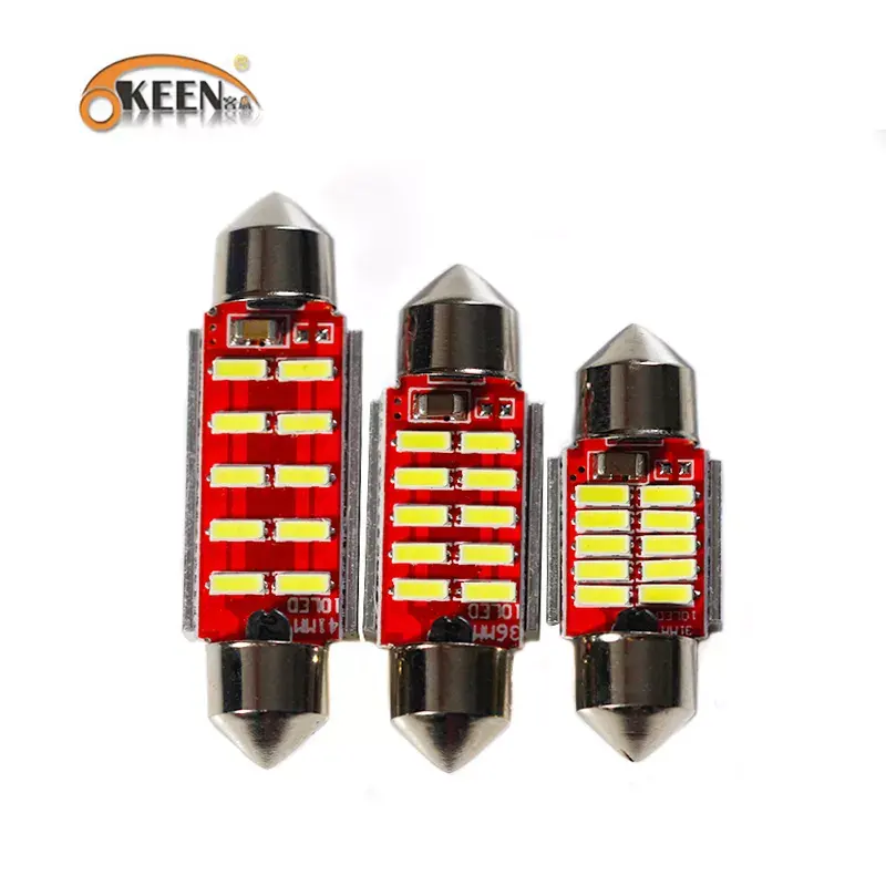 KEEN 31/36/39/41mm Festoon Bulbs Canbus 3014 10SMD 12-24V C5W Led for Cars Reading Dome Light Bulb Auto License Plate Lamp