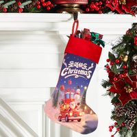 Chaussettes de Noël en peluche rennes du Père Noël, garniture en fausse fourrure tissée, sac magique pour enfants, à suspendre au foyer, pour le rangement de cadeaux, 24 pouces, rouge