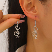 Boucles d'oreilles pendantes personnalisées en acier inoxydable, motif note de musique, créatives et tendance, idéales pour les festivals de musique