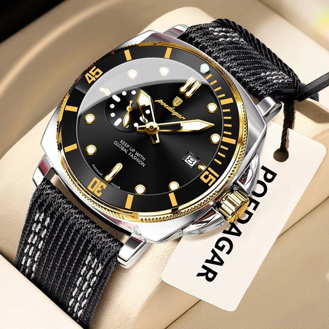POEDAGAR 873 New Nylon Strap Men Watch Quartz Movement Round Dial Business Fashion Clock Luminous Hands Waterproof Wrist Watches