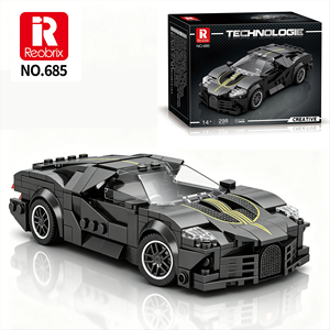 Reobrix 685 Nouvelle Supercar Noire Bugatti La Voiture Noire, Modèle de Voiture, Jouet de Collection pour Enfants, Cadeaux Idéaux, Ensembles de Blocs de Construction - Product Image 1