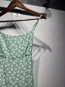 New French-style Viscose Green Printed <strong>Long</strong> <strong>Dress</strong> Slim-fitting Sexy Backless With Tie Straps A Pure And Alluring Slip <strong>Dress</strong> - Product Image 5
