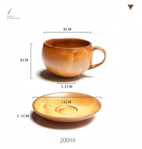 <span class=keywords><strong>Tazze</strong></span> e Piattini in Ceramica Artigianali <span class=keywords><strong>Vintage</strong></span> Stile Wabi-Sabi - Product Image 5
