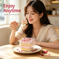 Gâteau Mousse à la Rose Surgelé en Boîte, Prêt à Consommer, Dessert Floral en Couches, Vente en Gros pour Supermarchés et Cafés