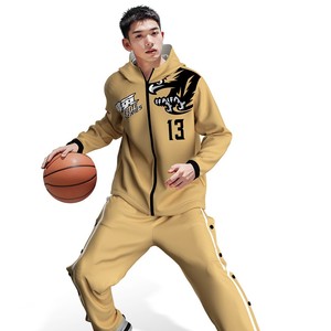 Vêtements de sport de basketball personnalisables pour adultes : Veste d'entraînement hiver à capuche, tenue de groupe, manches longues, fermeture éclair intégrale - Product Image 1