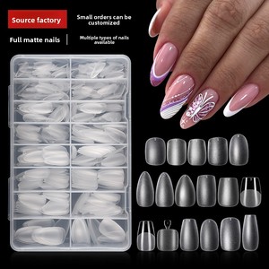 450 Uñas Postizas Mate en Forma de Almendra, Ultra Finas, Sin Pegamento, Cortas, con Acabado Escarchado en Forma de Gota de Agua - Product Image 6