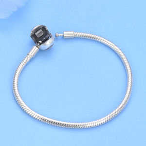 Manufacturer OEM S925 Sterling Silver Zircon Trendy Heart Shaped Snake Bone Charm <b>Bracelet</b> Women Beaded Jewelry DIY Gift - Product Image 4