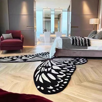 Tapis décoratif en forme de papillon, antidérapant, pliable, pour chevet, tapis décoratif irrégulier pour baie vitrée, résistant aux taches et lavable