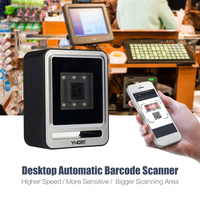 Escáner de Código de Barras de Escritorio 2D, Lector de Códigos QR 1D y 2D, Estacionario, de Sobremesa, Omnidireccional, Manos Libres, para Supermercados y Tiendas Minoristas