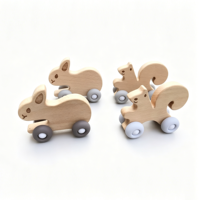 Jouet en bois Montessori en gros : Voiture animale à pousser pour bébé, jouet éducatif de préhension