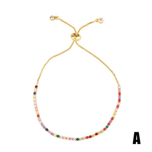 SL157 squisita lega di rame placcato oro 18K zircone Micro-intarsiato colorato cristallo <span class=keywords><strong>blu</strong></span> occhio tirare scatola regolabile bracciale a catena - Product Image 5