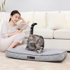 เตียงสุนัขปรับแต่งขนาดใหญ่สำหรับฤดูหนาวเตียงสัตว์เลี้ยงทำจากผ้าฝ้ายระบายอากาศได้พร้อมโซฟาลายสัตว์ทันสมัย - Product Image 6