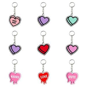 Custom Heart Shape Keychain Blank PINK Plastic Acrylic Glitter Love Key Chains Valentine's Day Gifts Red Heart Key <b>Ring</b> Charms - Product Image 3