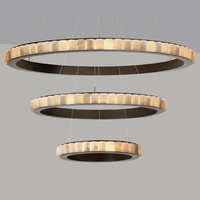 Lustre suspendu moderne, long, luxueux, classique, ovale, en cuivre et albâtre, avec hauteur réglable pour cuisine