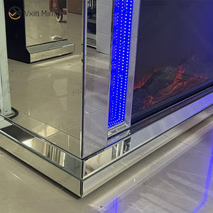 מודרני הוביל אח חשמלי עם מראה יהלום חם למכירה ארון מסוגנן עבור סלון בית שימוש חומר זכוכית עץ - Product Image 4