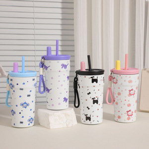 แก้วน้ำสแตนเลส Hello Kitty ขนาด 500 มล. แบบสองชั้นเก็บอุณหภูมิ พร้อมหลอดดูด สำหรับเดินทางและใช้งานกลางแจ้ง - Product Image 3