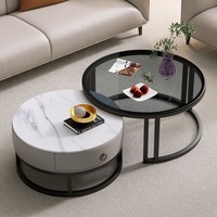 Table basse en pierre avec structure en métal, design moderne et simple multifonctionnel pour petit appartement, salon
