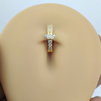 Calendo Anneau de nombril en titane ASTM F136 plaqué or Bijoux de piercing au nombril Bijoux de corps en zircon CZ personnalisé