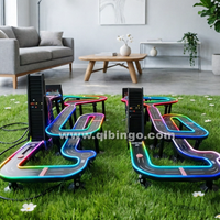 Piste de course en marbre sur mesure de grande taille avec éclairage, dotée de roulements à billes métalliques pour simuler des courses de voitures
