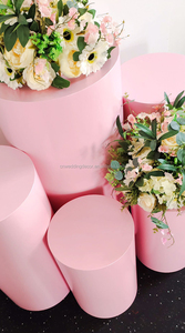 Support de fleurs sur pied en métal rose, cylindre de décoration pour fête prénatale, pilier de cylindre pour gâteau - Product Image 3