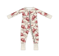 Combinaison bébé JAYE en bambou, adorable imprimé ours et étoiles, fermeture éclair, avec pieds, unisexe.