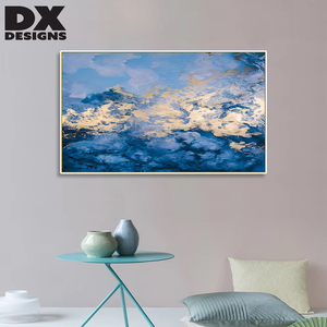 Dipinto Astratto su Tela Blu, Quadro a <span class=keywords><strong>Olio</strong></span> con Cornice per Decorazione Murale Camera da Letto - Product Image 2