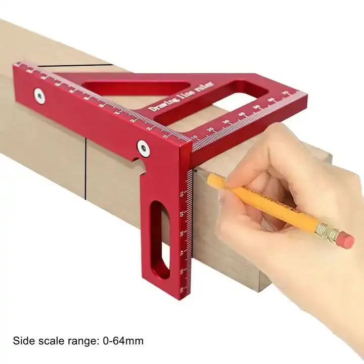 Righello ad angolo retto 45 gradi 90 de disegno in lega di alluminio scala righello triangolare strumenti per la lavorazione del legno