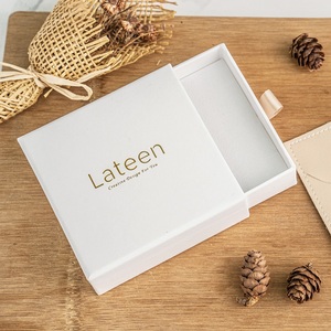 Custom Gold Stamping LOGO Luxury Kraft Paper Jewelry Packaging Sliding <b>Box</b> Drawer Jewelry Paper Gift Boxes With Foam Insert - Product Image 4