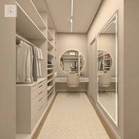 Armoire de dressing XINGRUO avec coiffeuse, miroir LED et étagères ouvertes pour maison moderne