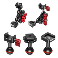 Bras magique à double tête avec tête sphérique NATO Clamp Cold Shoe Mount 1/4 Screw for DSLR Camera Cage Fill Light Monitor Mic Bracket