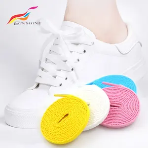 Tahan Lama Datar Satu Lapisan Polyester Colorful Tali Sepatu UNTUK LIBURAN dengan Plastik Bening Tip